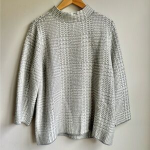 Chico's Metallic Plaid Zip-Back Mock-Neck Sweater Size 2